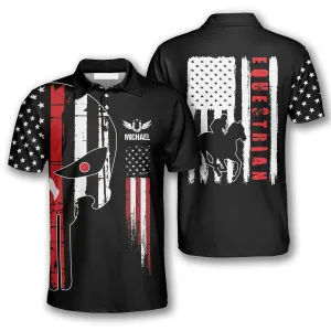 Horse Racing Punisher Skull Custom Equestrian Shirts for Men