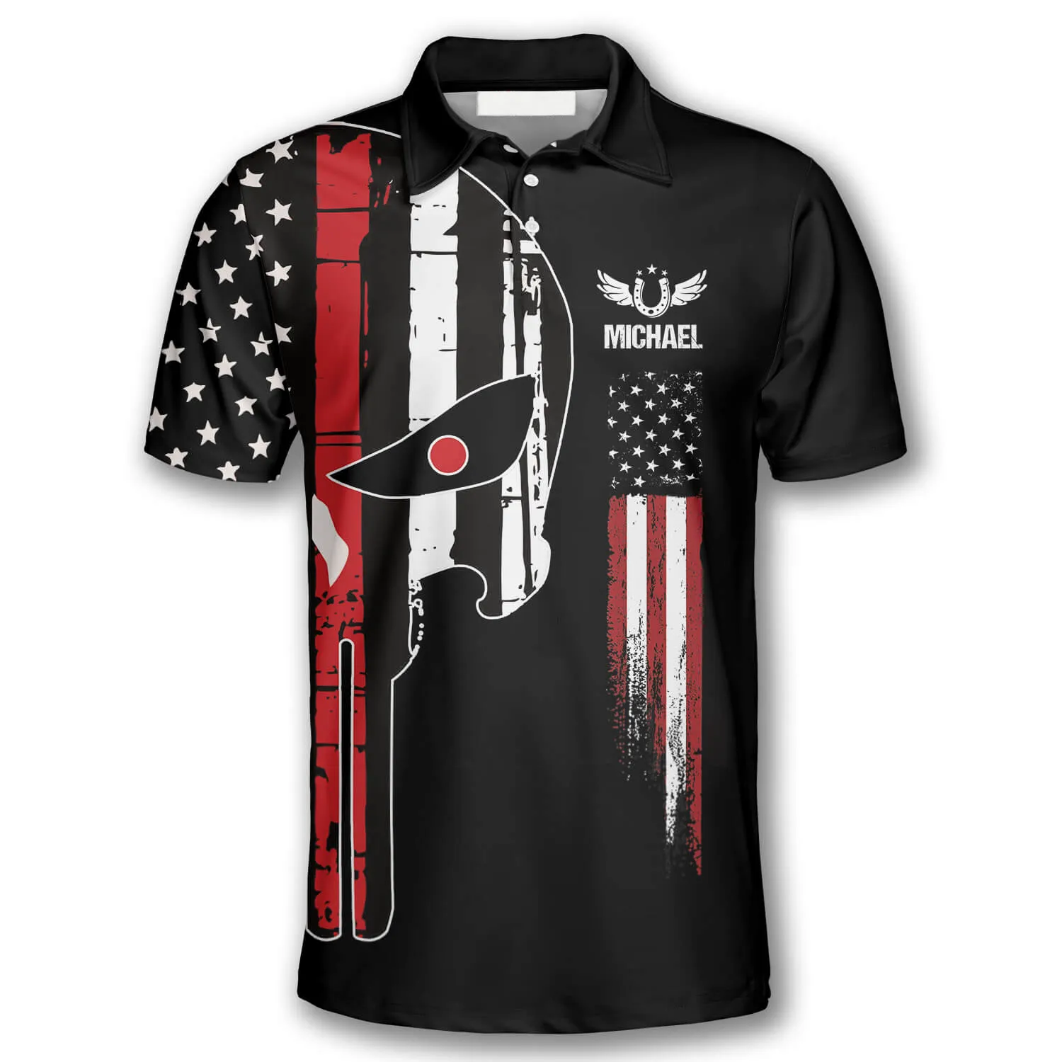 Horse Racing Punisher Skull Custom Equestrian Shirts for Men