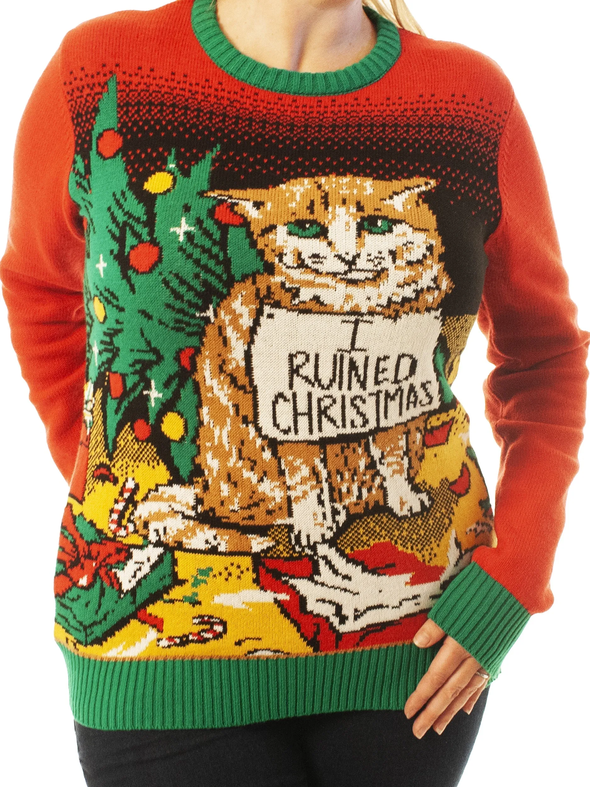 I Ruined Christmas Cat Shaming Ugly Christmas Sweater - Xmas Gifts For Him Or Her