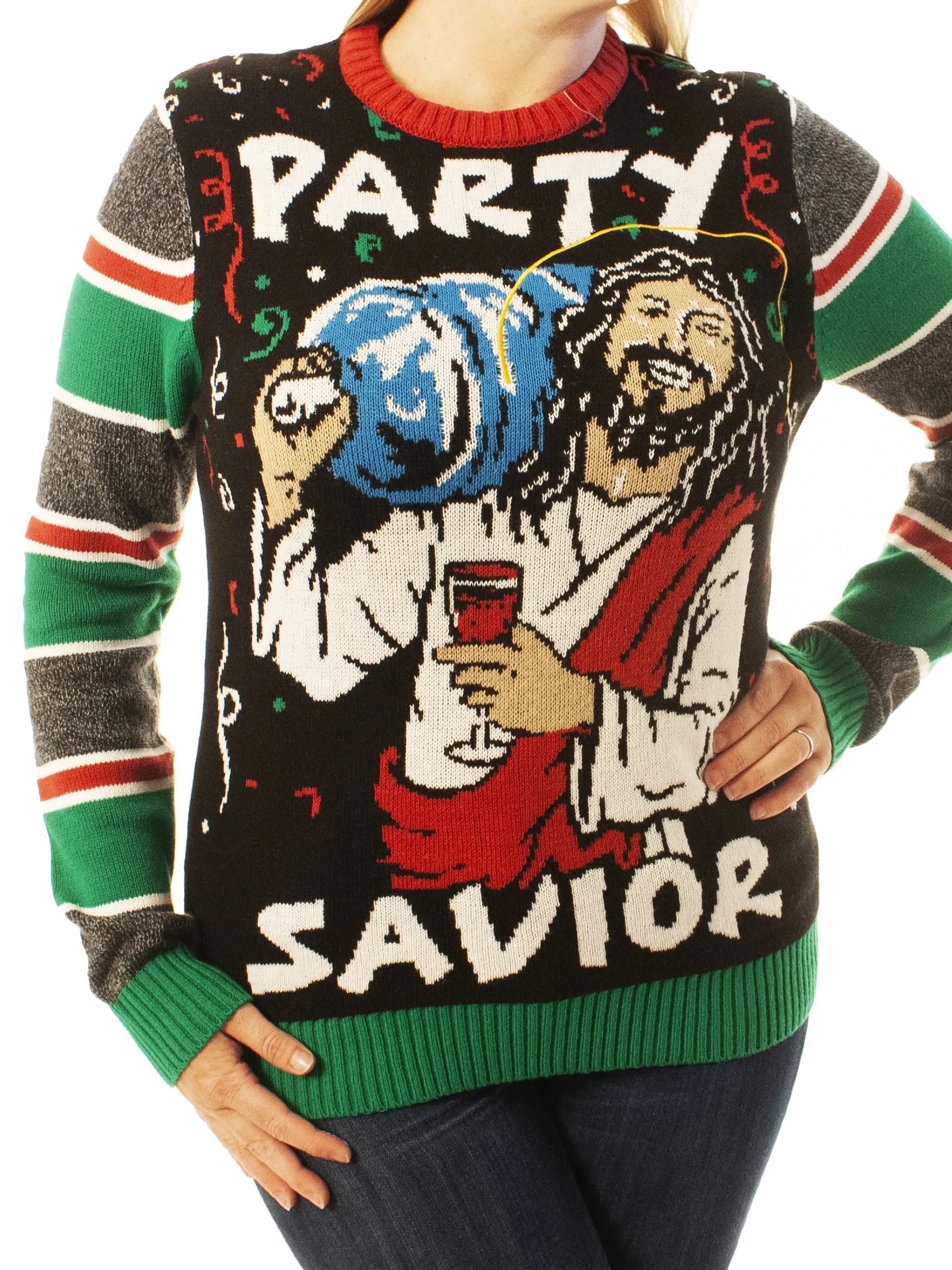 Jesus Party Savior Funny Ugly Christmas Sweater - Xmas Gifts For Him Or Her - Jesus Christ Sweater - Christian Shirts Gifts Idea