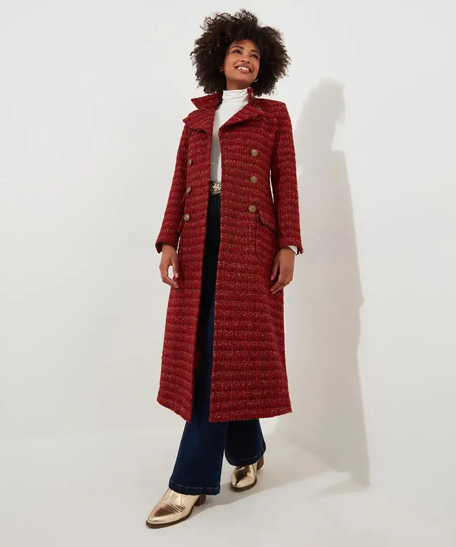 Joe Browns 14 Burnt Orange Maya Tweed Maxi Coat