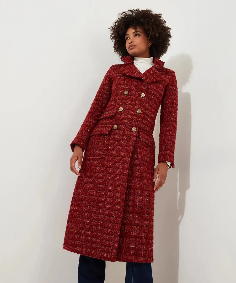 Joe Browns 14 Burnt Orange Maya Tweed Maxi Coat