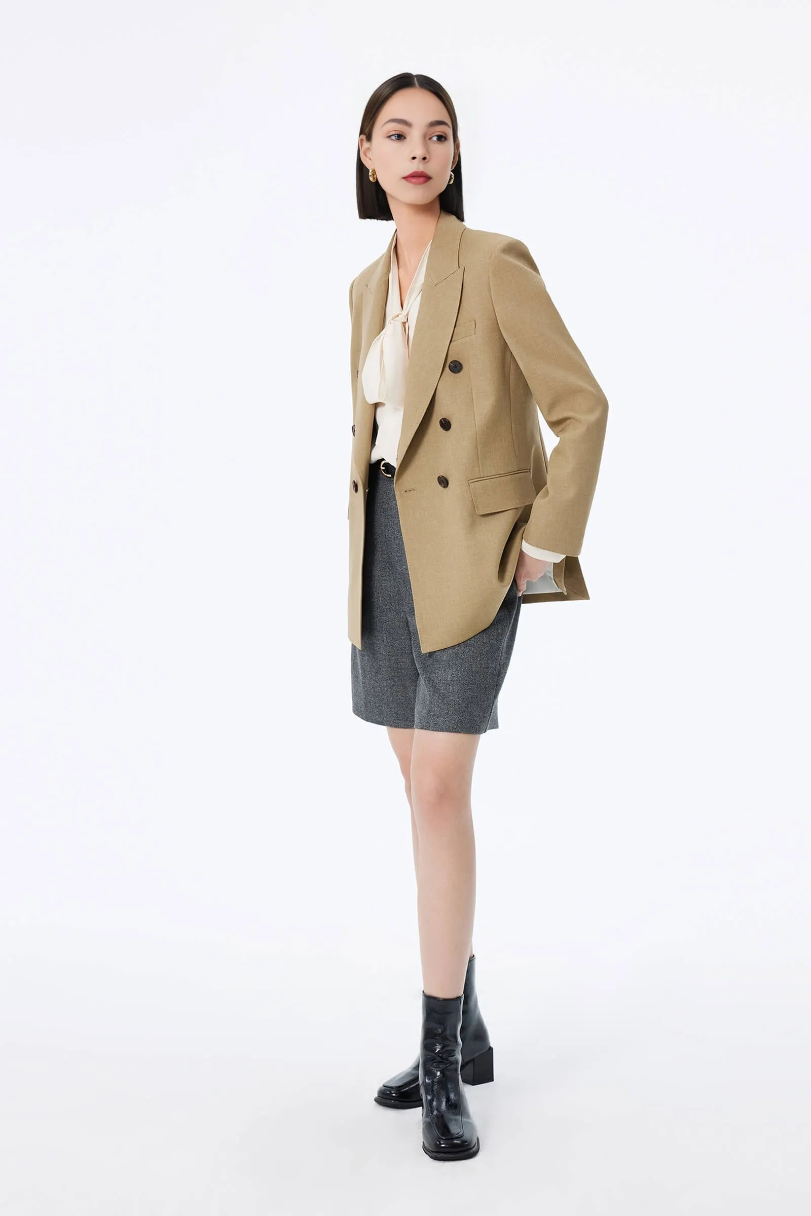 LILY Color-Block Double-Breasted Blazer