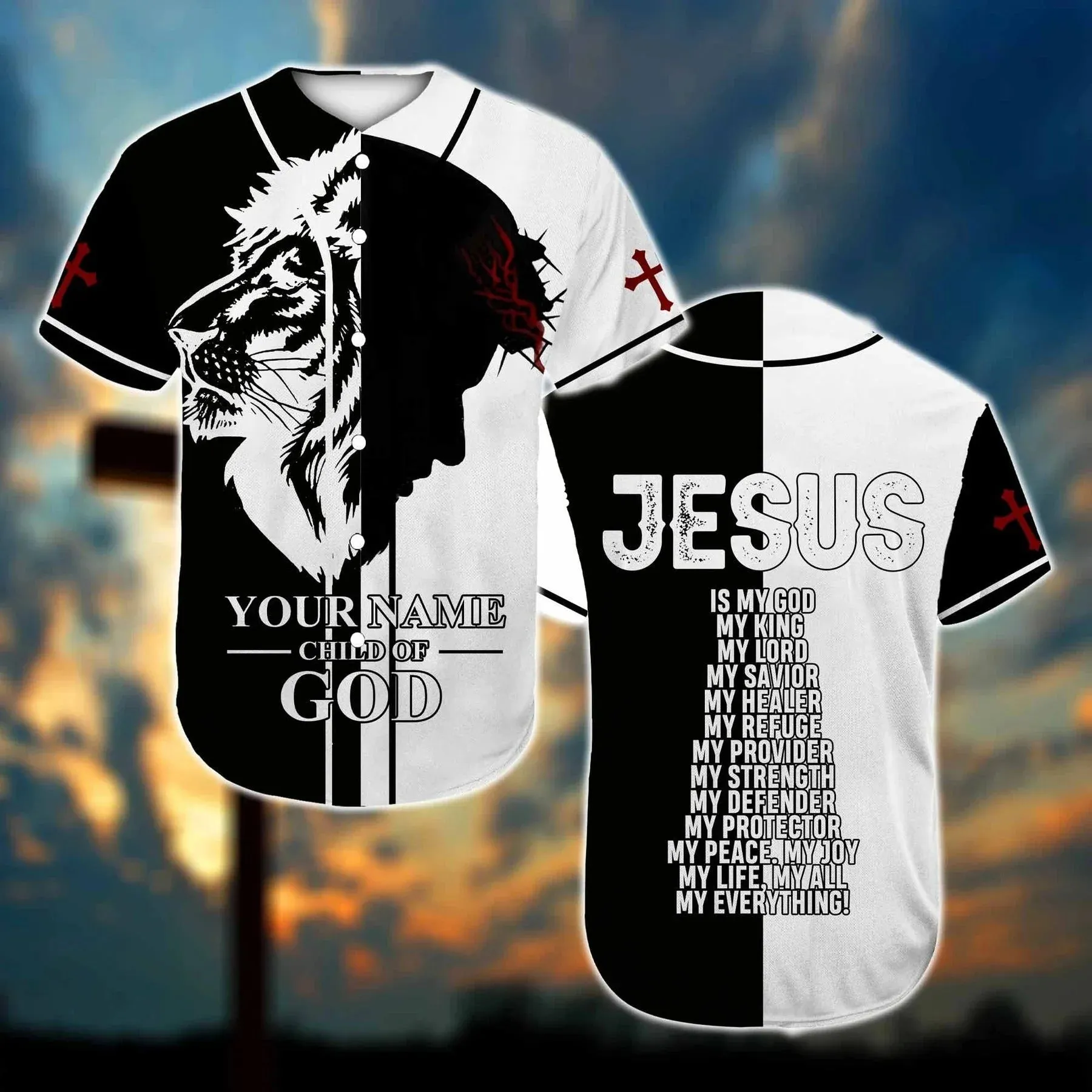 Lion God Black White Jesus Is My God Custom Baseball Jersey - Personalized Jesus Baseball Jersey For Men and Women