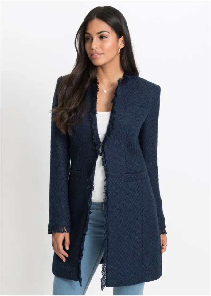 Long bouclé jacket Bodyflirt, blue