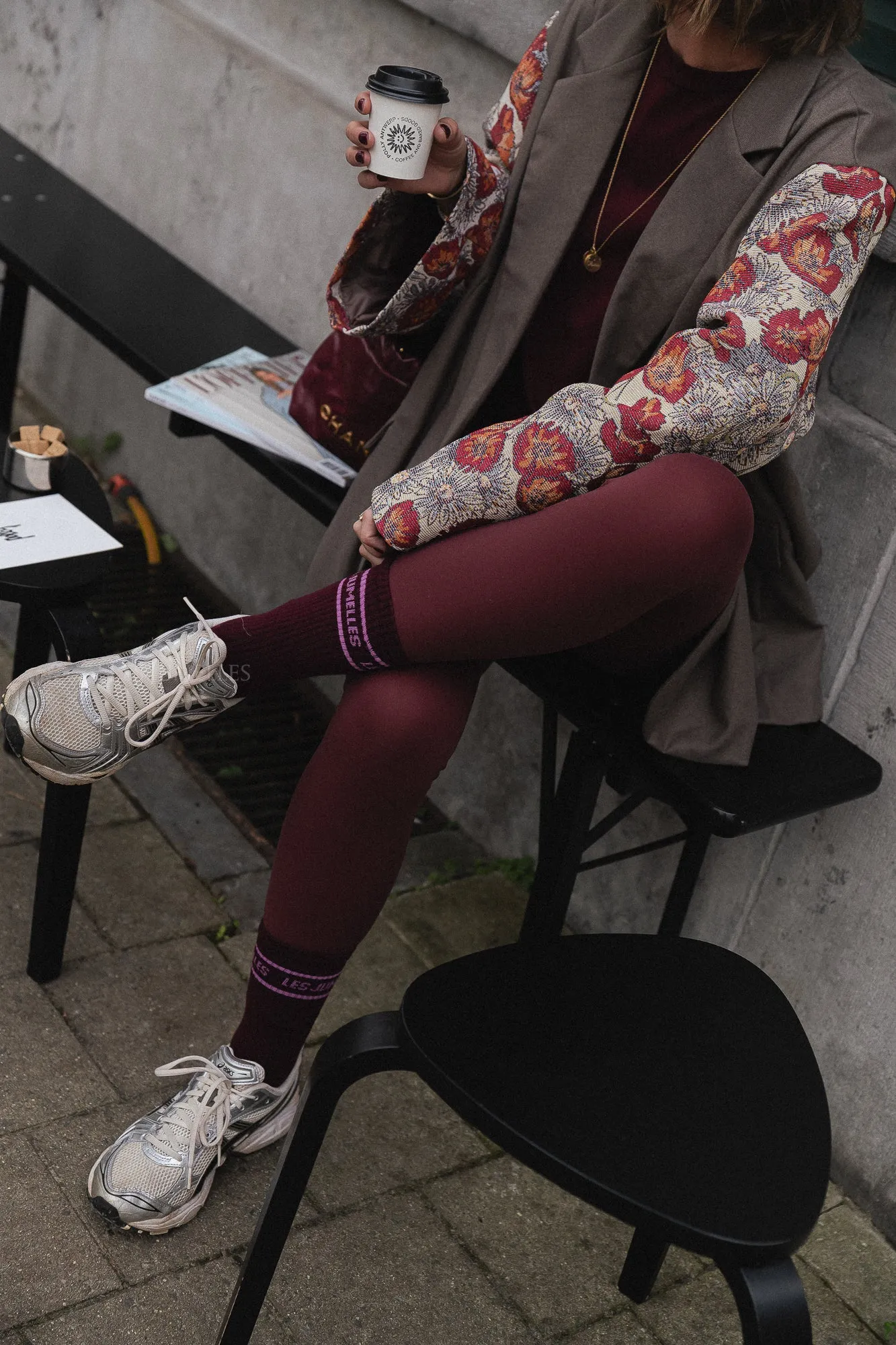 Madeline blazer taupe/burgundy