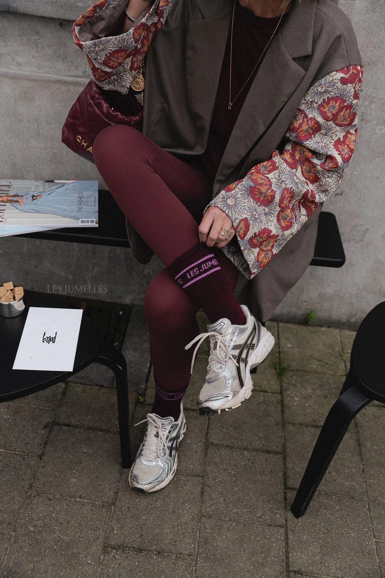 Madeline blazer taupe/burgundy