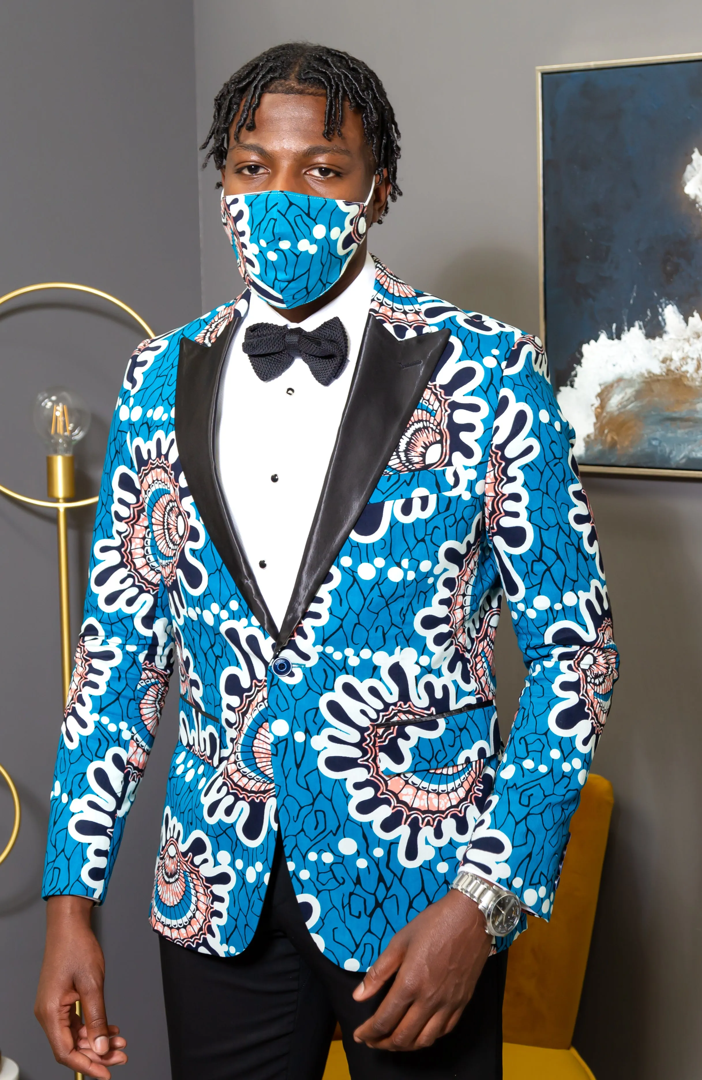 Men African Fashion - Tailored Fit Shawl Collar African Print Blazer for Men - GERALD