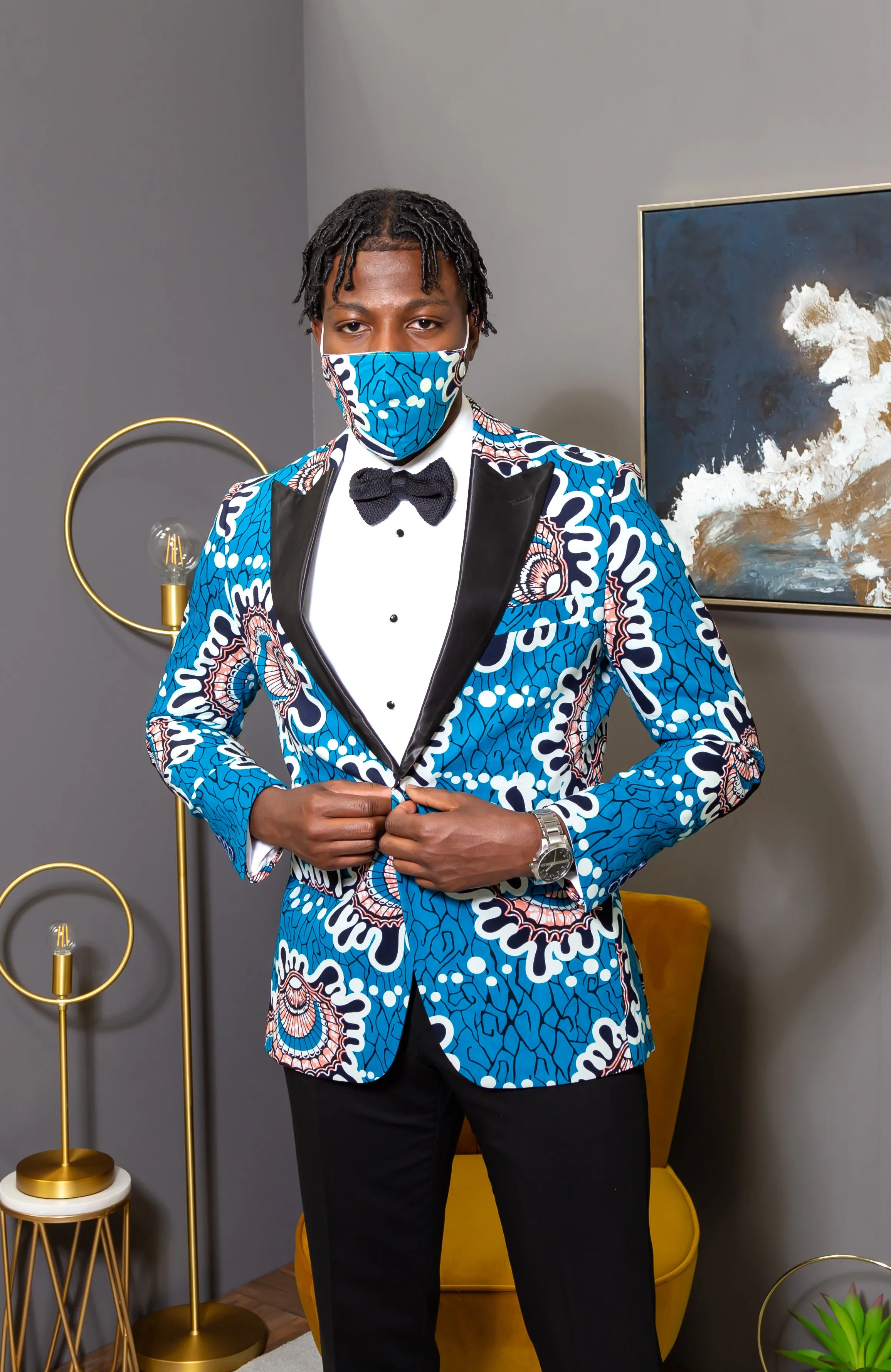 Men African Fashion - Tailored Fit Shawl Collar African Print Blazer for Men - GERALD