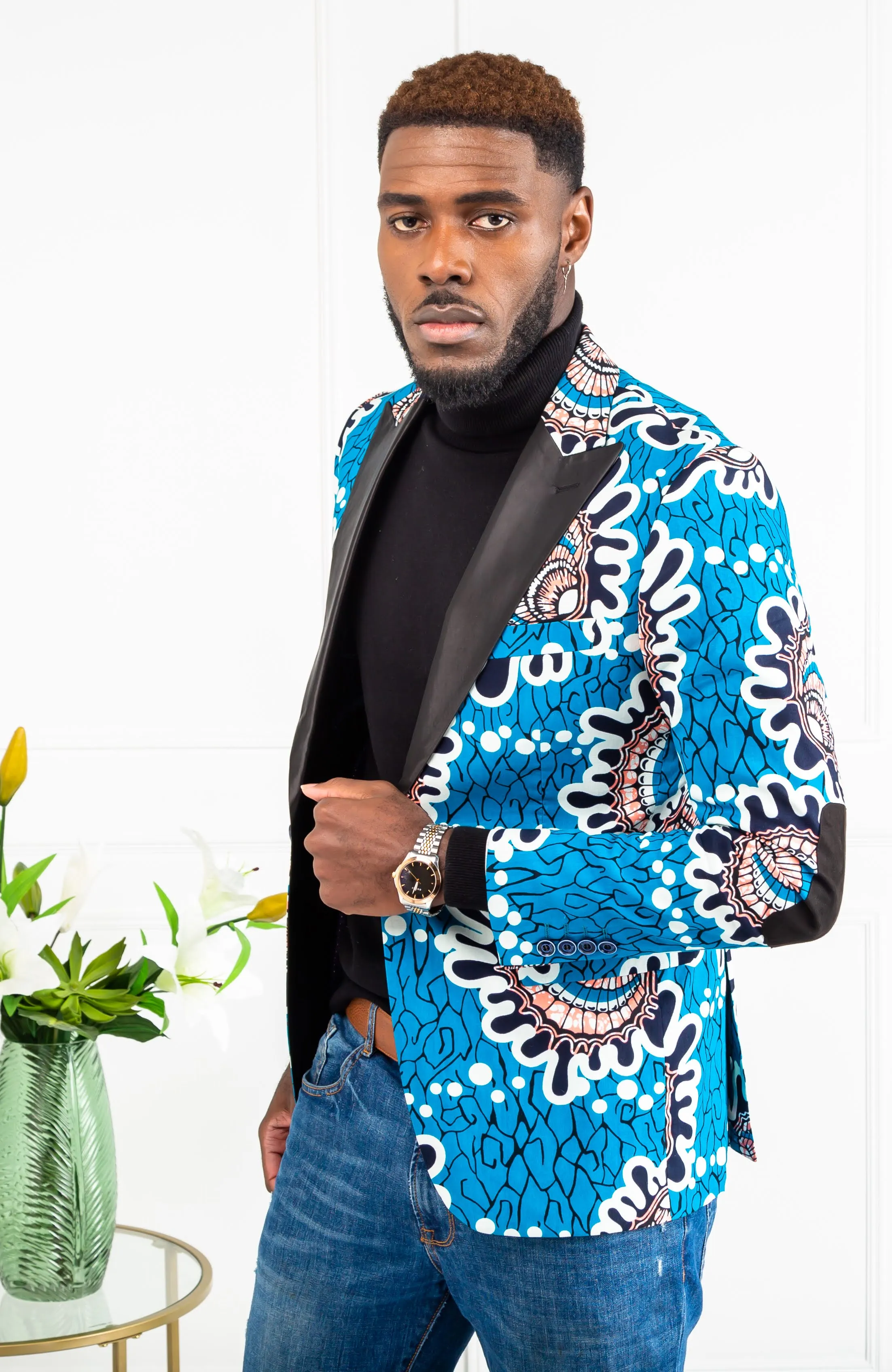 Men African Fashion - Tailored Fit Shawl Collar African Print Blazer for Men - GERALD