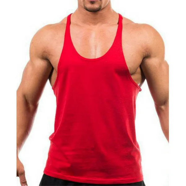 Men Summer Cotton Plain Gym Tank Top Sleeveless T-shirt Workout Bodybuilding Singlet