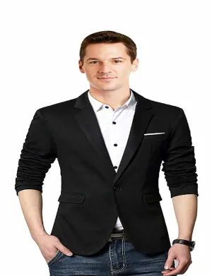 MENJESTIC Men's Slim Fit Formal/Party Blazer (Evening Black, 38)