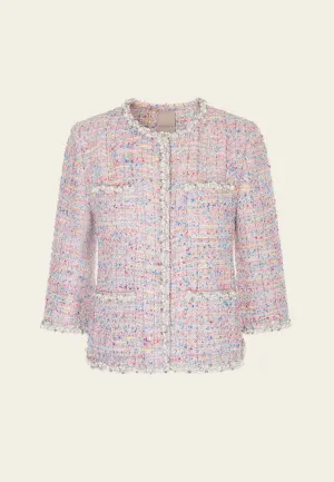 Mixed Tweed Embellished-trim Patch-pocket Jacket