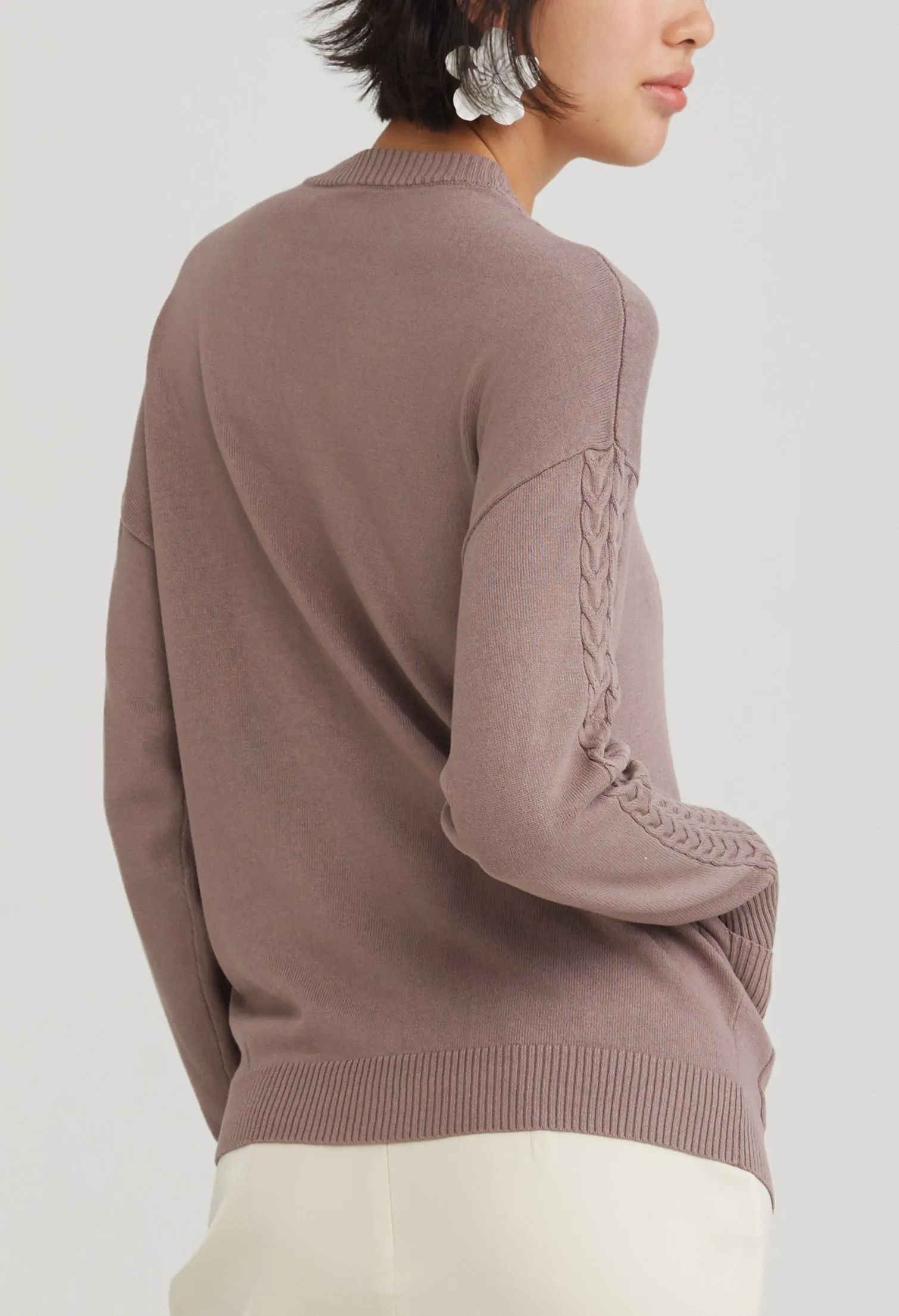 Multi Pocket Cable Knit Sweater