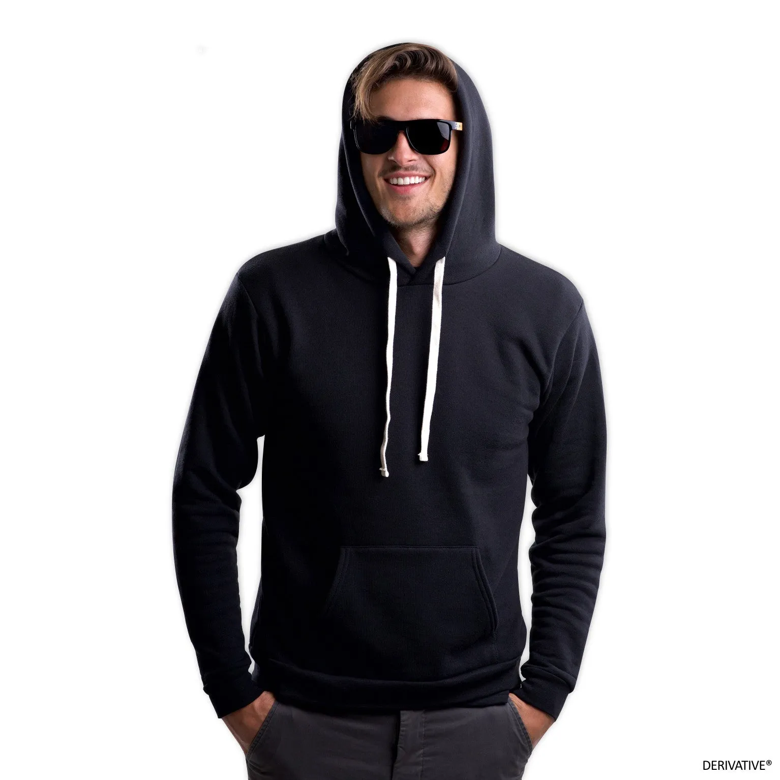 Organic Cotton & Recycled Polyester Pullover Hoodie - Black