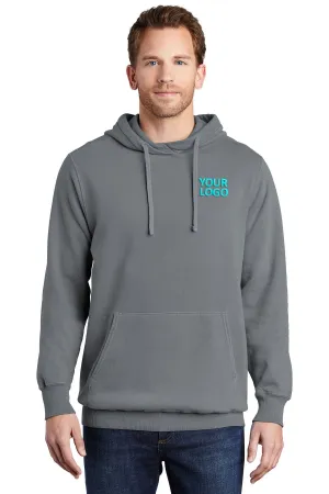 Port & Company Pigment Dyed Customized Hoodies, Pewter