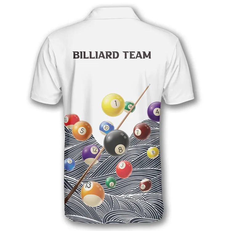 Retro Pattern Custom Billiard Shirts for Men, Custom Billiard ball for Team, Men's Billiard Polo Shirts