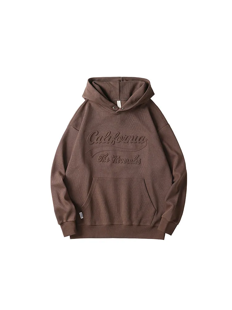 Ribbed Knit Cuff Letter Print Muff Pocket Men'S Hoodies