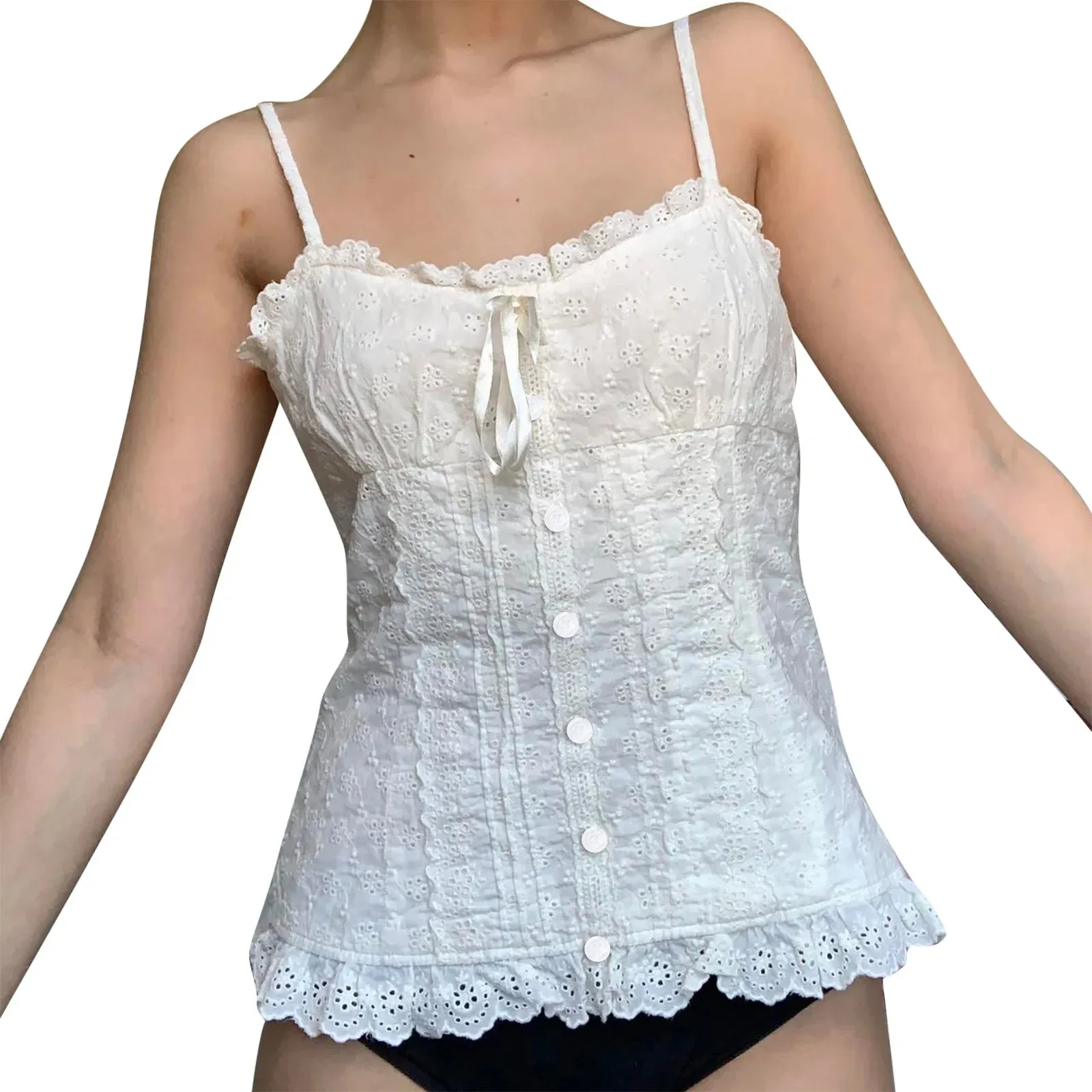 Slim Fit Ruffle Lace Camisole Summer Top Crop Y2K Top