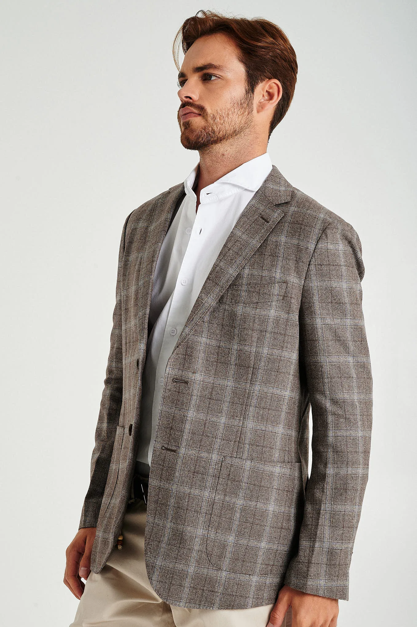 Slim fit rustic melange plaids blazer