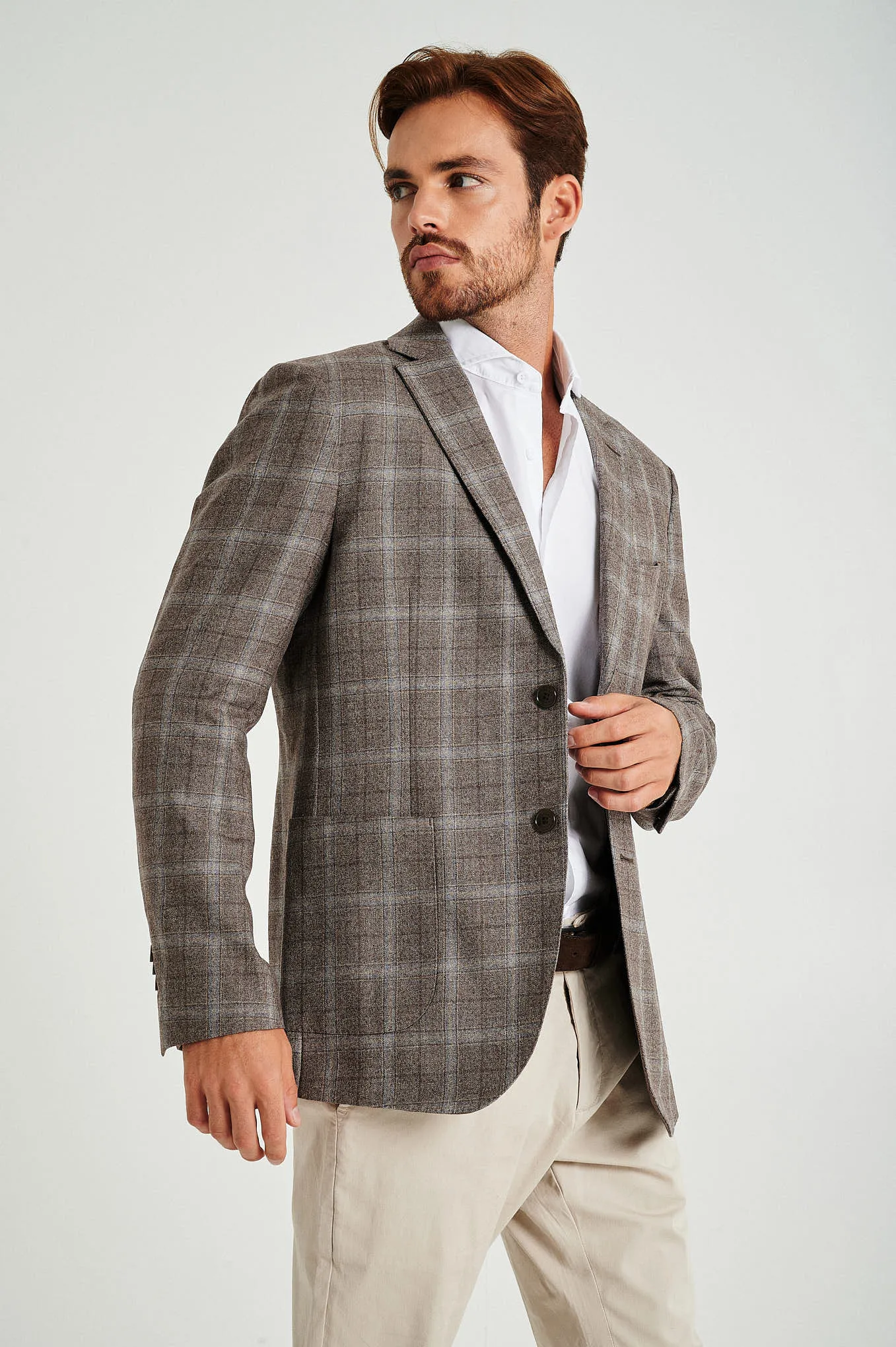 Slim fit rustic melange plaids blazer