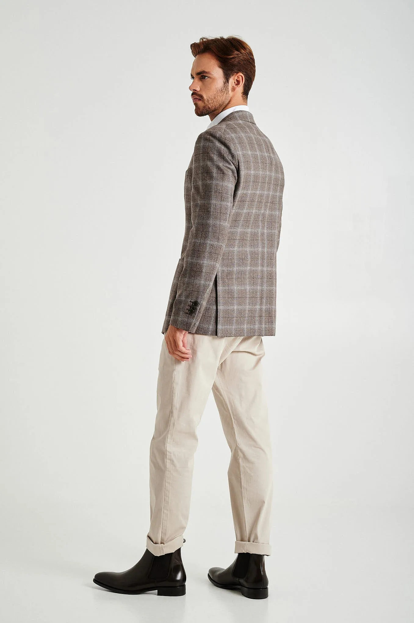 Slim fit rustic melange plaids blazer