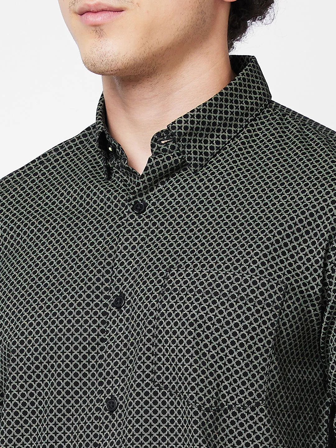 Spykar Black PRINTED FULL SLEEVE Shirt For Men