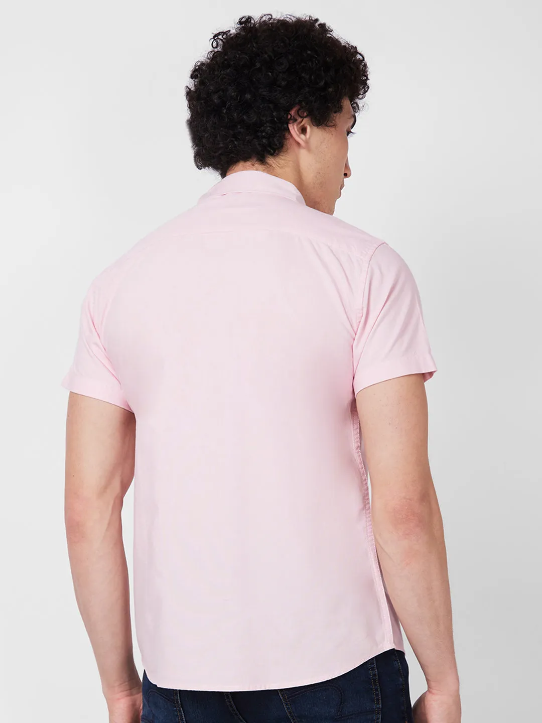 Spykar Pink SOLID HALF SLEEVE Shirt For Men