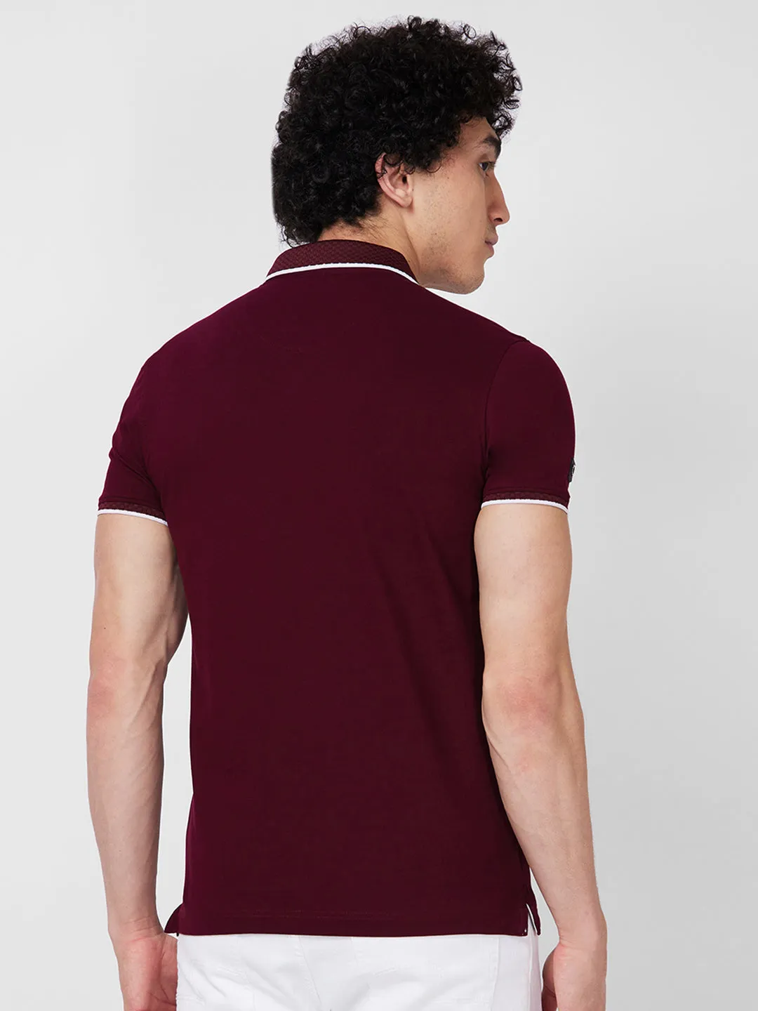 Spykar SLIM FIT Red Polo T-shirt  For Men