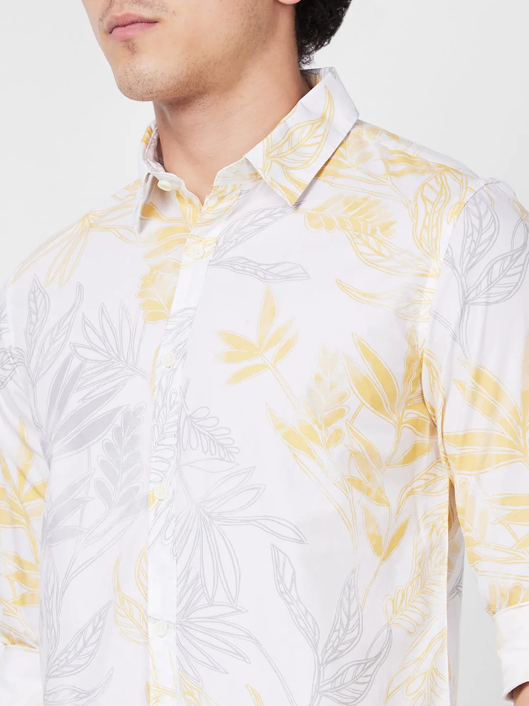 Spykar Yellow PRINTED FULL SLEEVE Shirt For Men