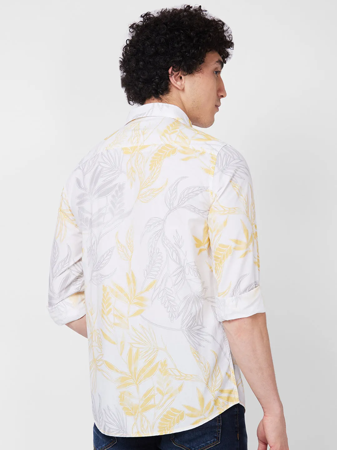 Spykar Yellow PRINTED FULL SLEEVE Shirt For Men