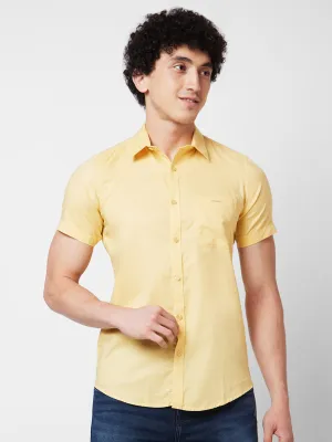 Spykar Yellow SOLID HALF SLEEVE Shirt For Men