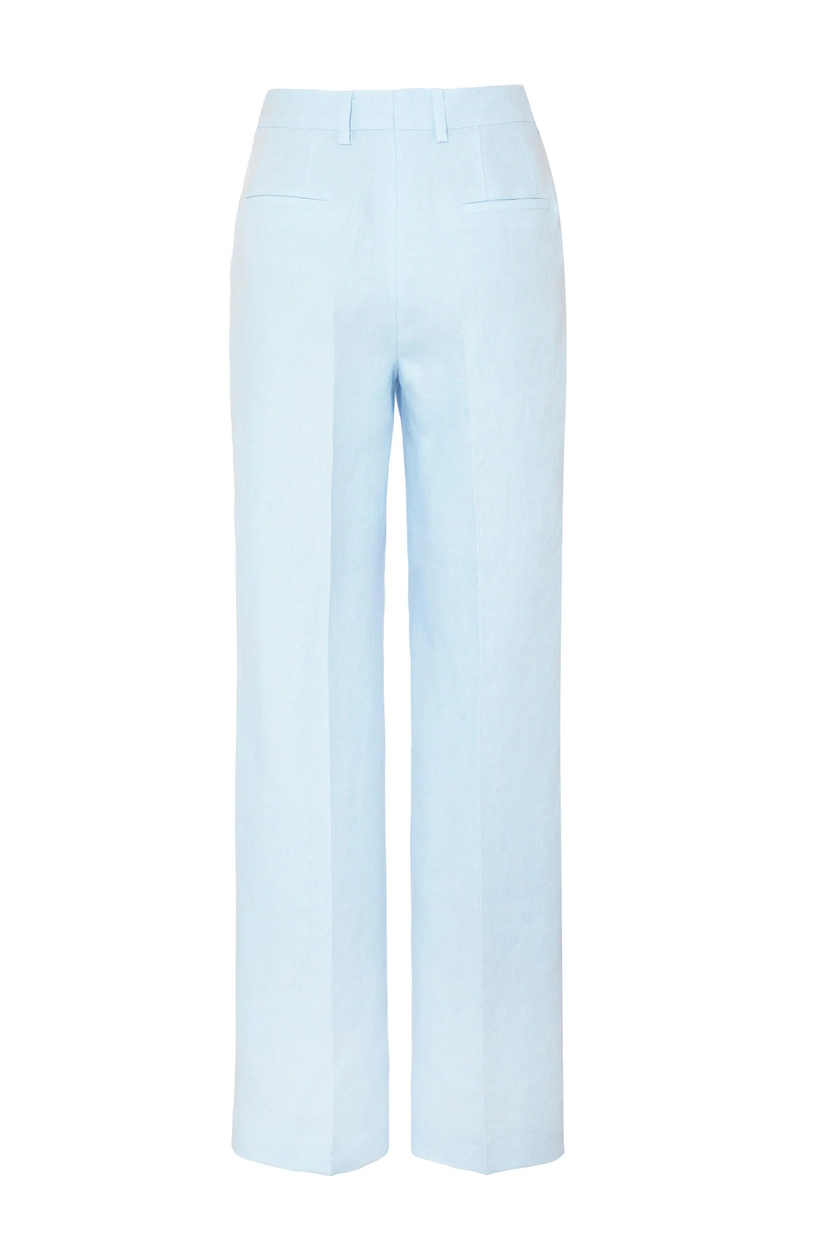 Straight-Leg Trousers in Sky Blue Linen by Anna James