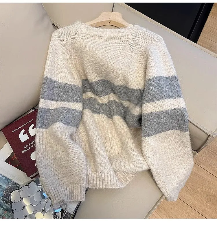 Striped sweater for women new soft knitted top      S4892