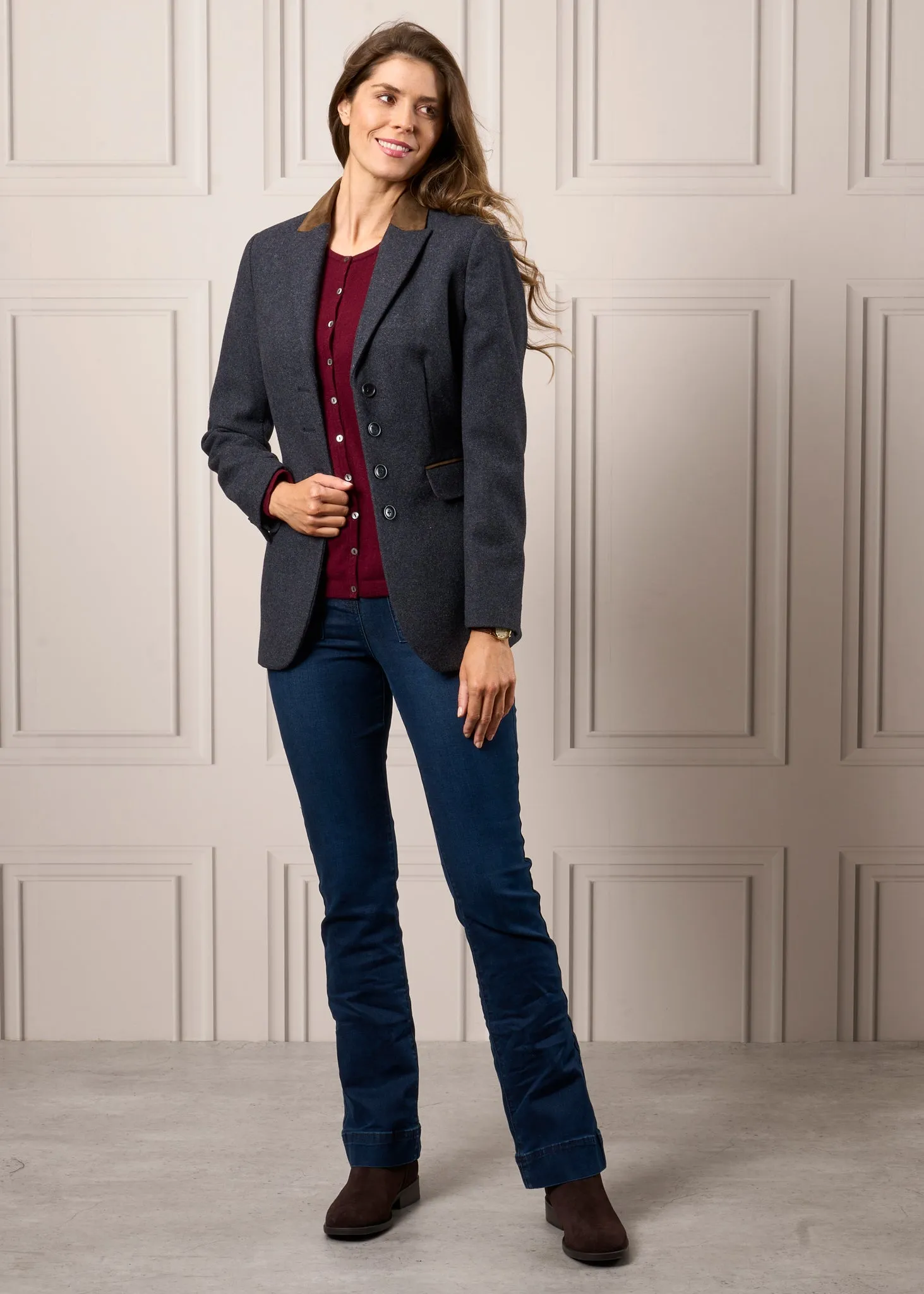 Surrey Ladies Tweed Blazer In Blue - Regular Fit