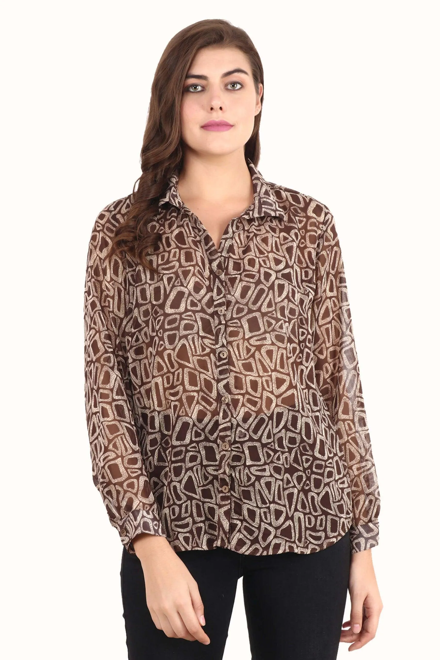 Taupe Abstract Printed Shirt