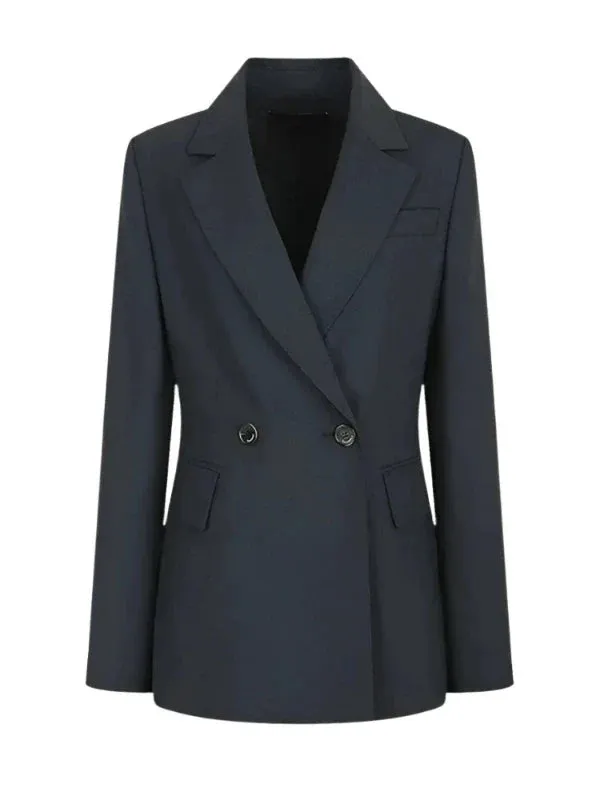 Wenkouban-Winter outfits Christmas Black Friday Notched Collar Double Breasted Business Formal Blazer