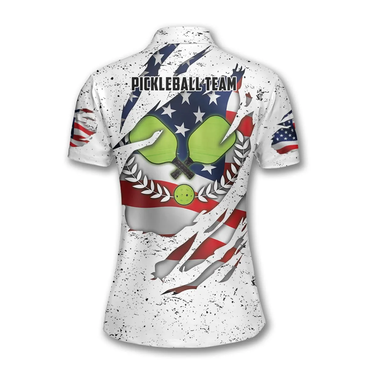 White Grunge American Flag Pickleball Polo Shirts For Women